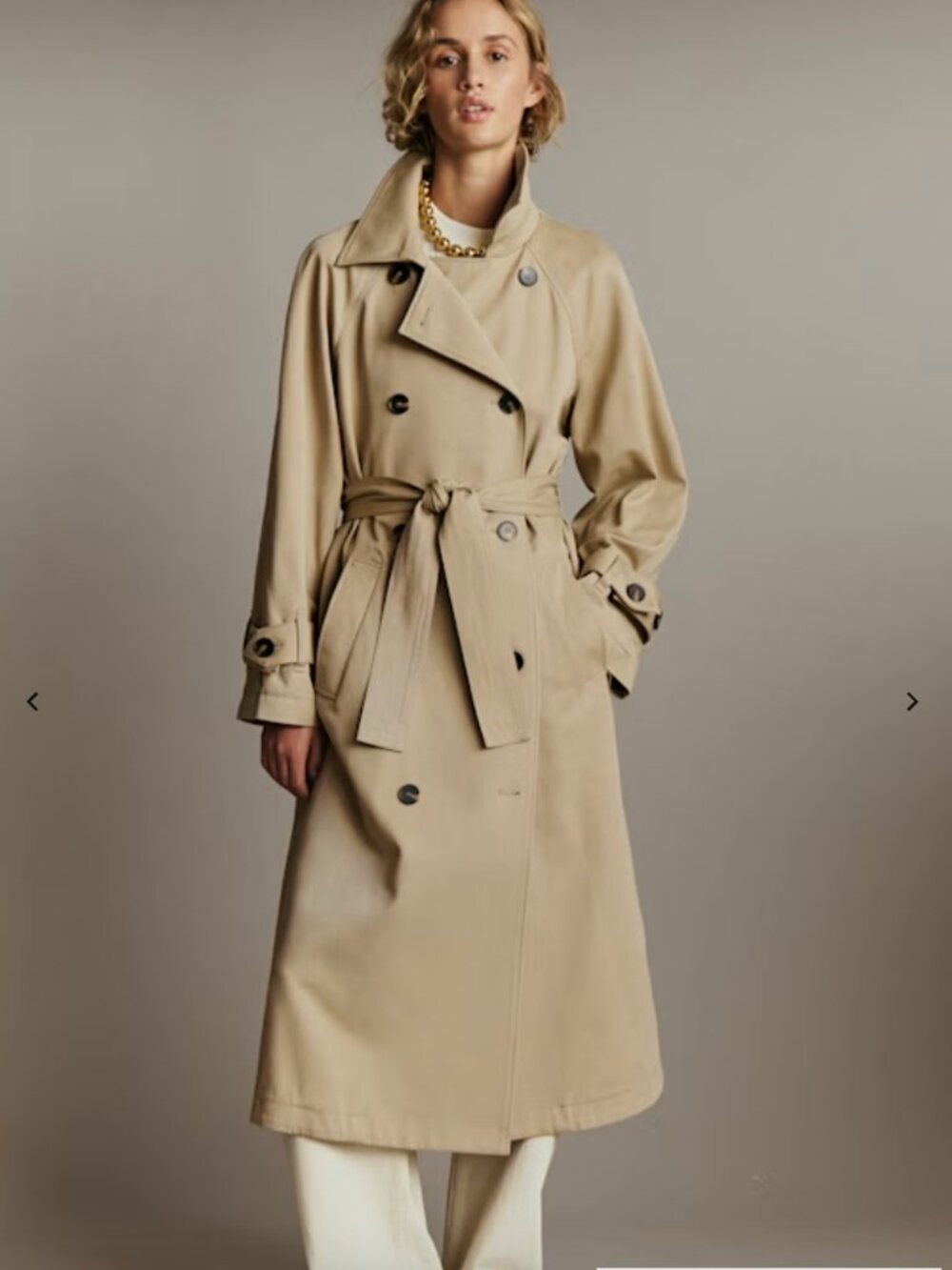Sezane Pierce Trench Coat in Light Beige